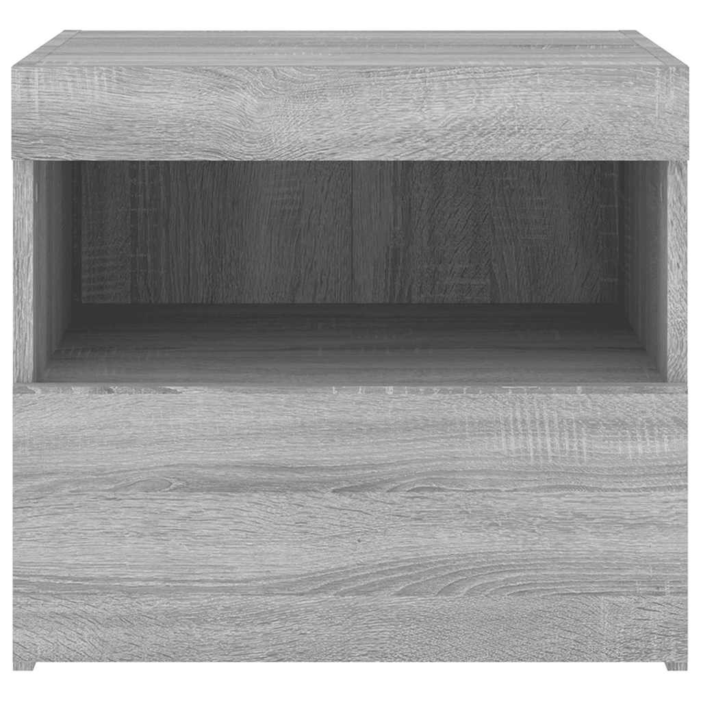 Bedside Cabinets with LED Lights 2 pcs Grey Sonoma 50x40x45 cm
