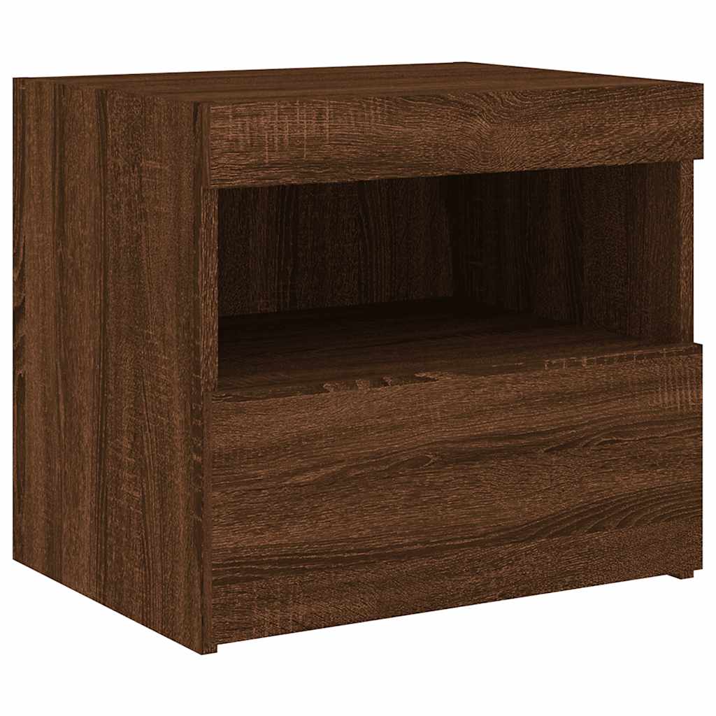 Bedside Cabinets with LED Lights 2 pcs Brown Oak 50x40x45 cm