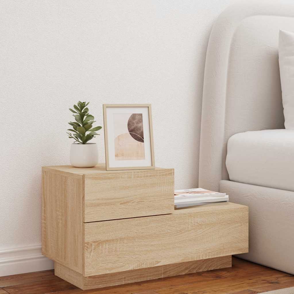 Bedside Cabinet with LED Lights Sonoma Oak 70x36x40.5 cm