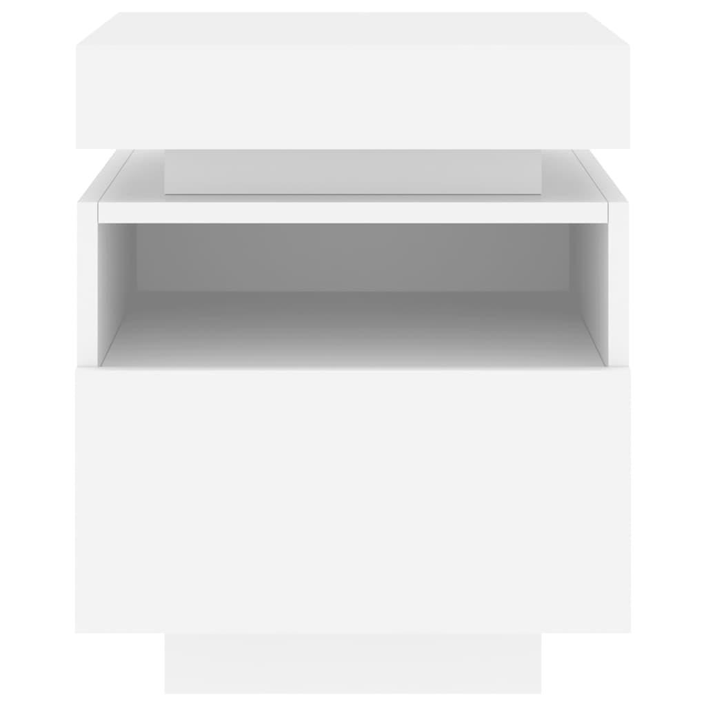 Bedside Cabinet with LED Lights White 40x39x48.5 cm