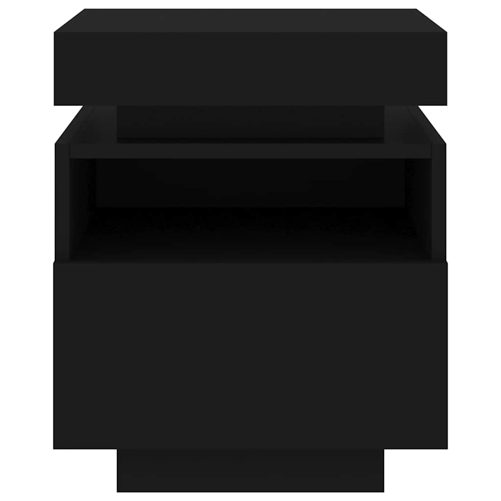 Bedside Cabinets with LED Lights 2 pcs Black 40x39x48.5 cm