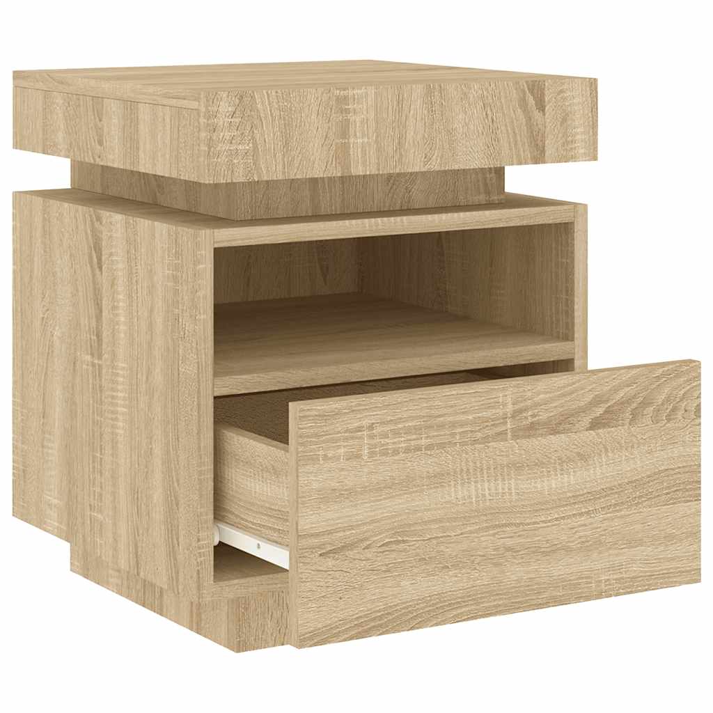 Bedside Cabinet with LED Lights Sonoma Oak 40x39x48.5 cm