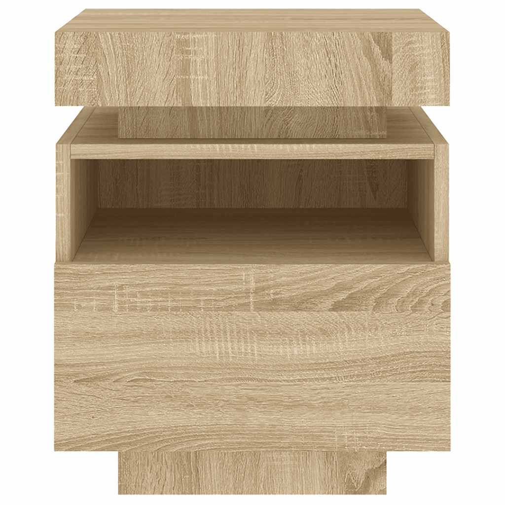 Bedside Cabinets with LED Lights 2 pcs Sonoma Oak 40x39x48.5 cm