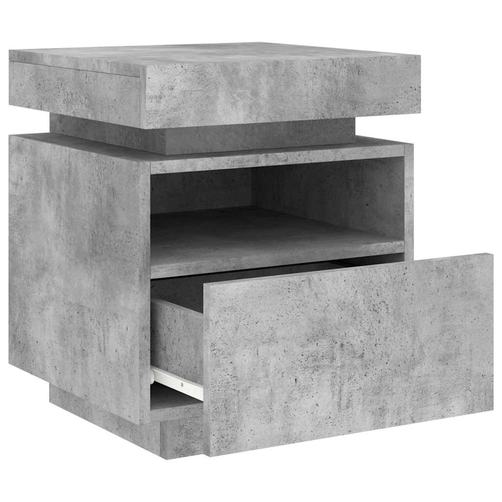 Bedside Cabinet with LED Lights Concrete Grey 40x39x48.5 cm
