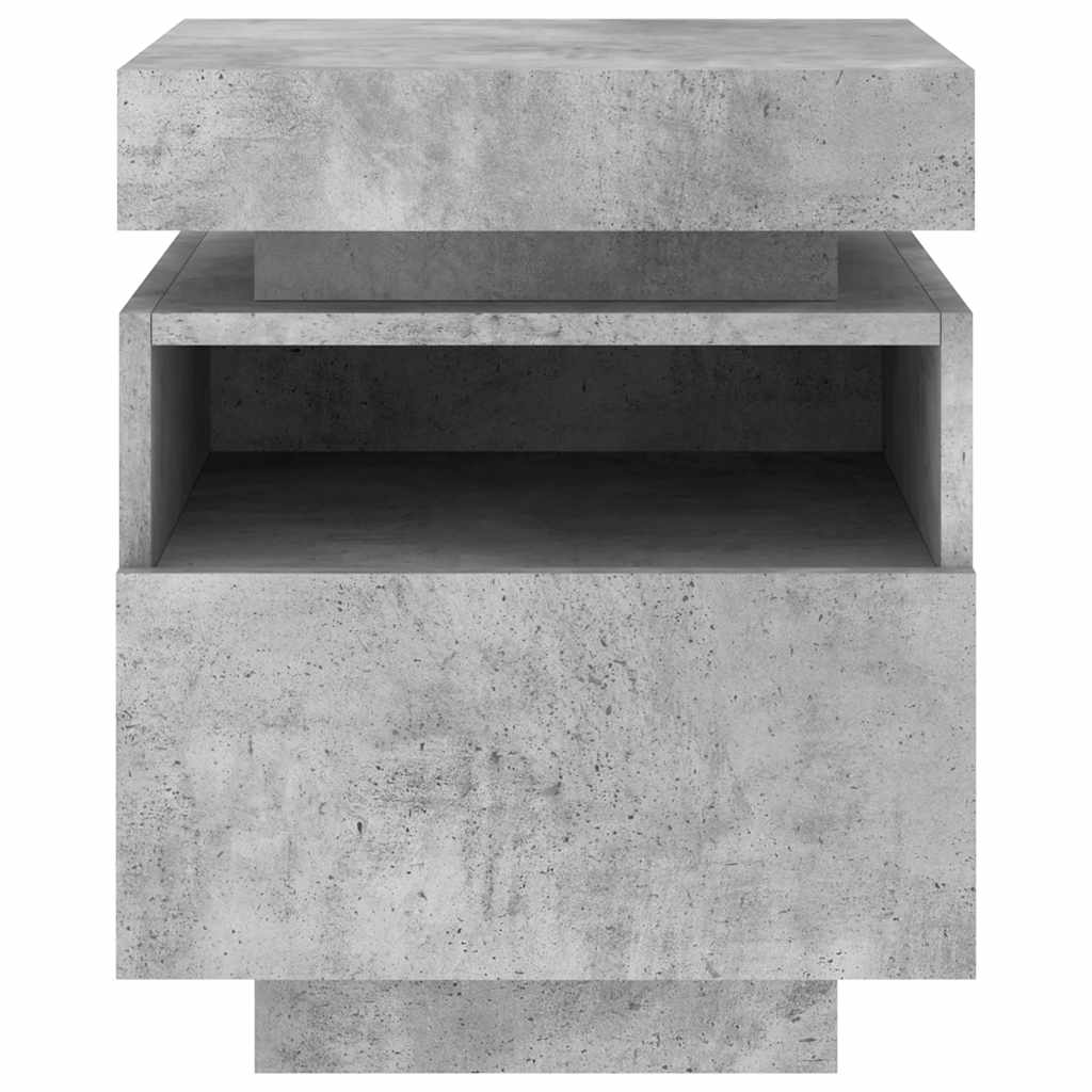 Bedside Cabinet with LED Lights Concrete Grey 40x39x48.5 cm