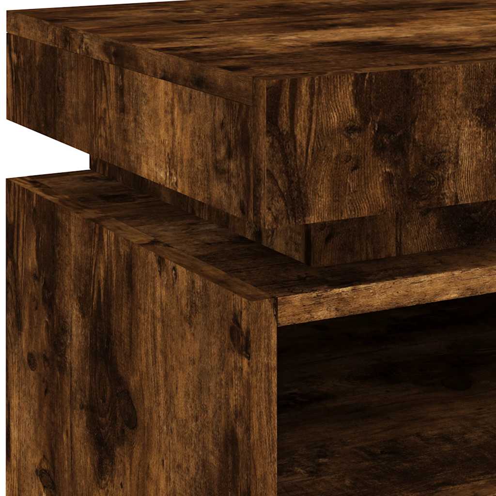 Bedside Cabinets with LED Lights 2 pcs Smoked Oak 40x39x48.5 cm