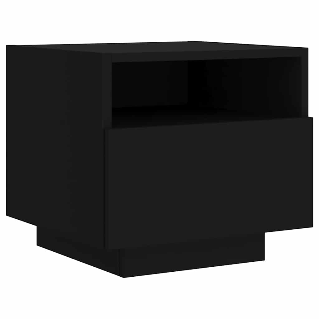 Bedside Cabinets with LED Lights 2 pcs Black 40x39x37 cm