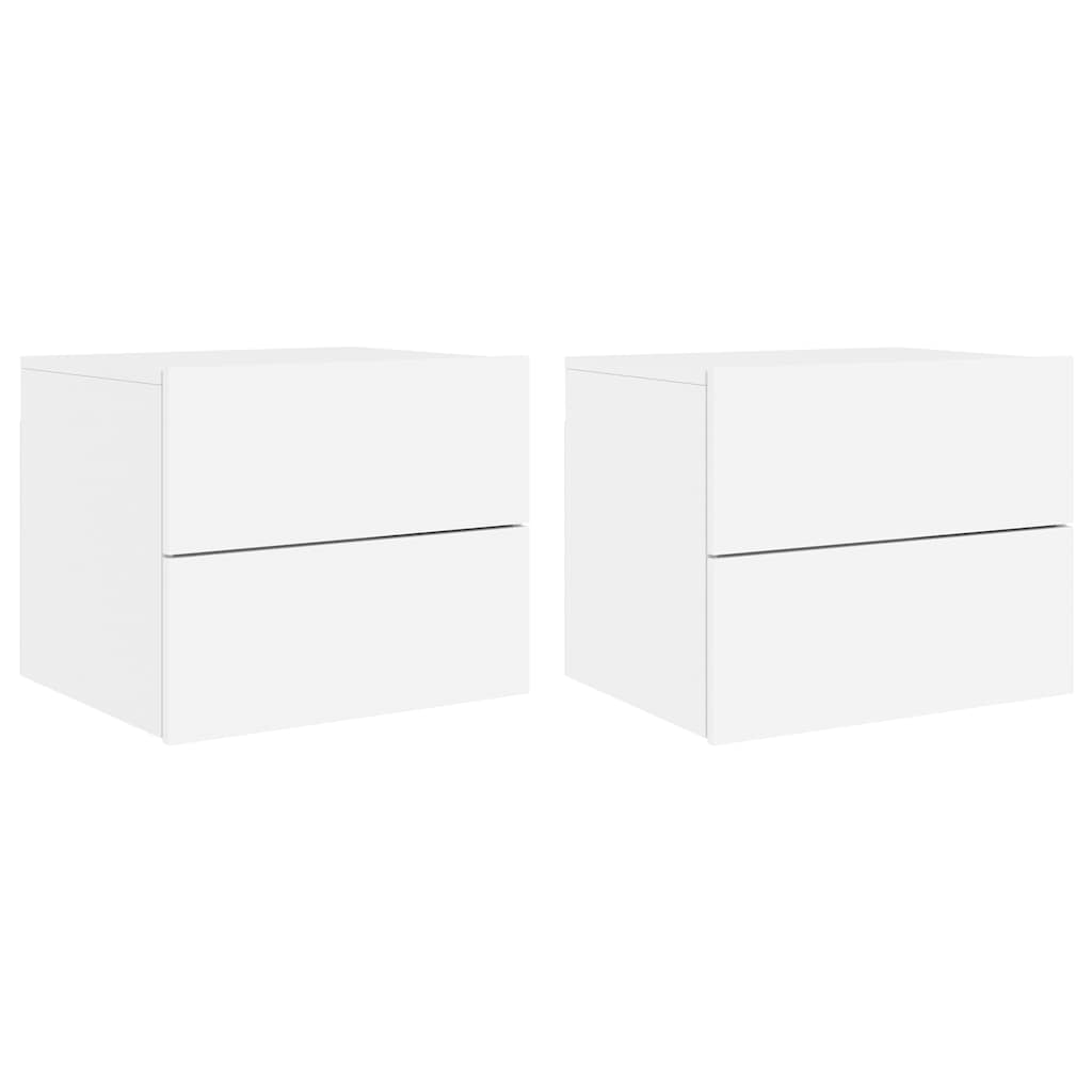 Wall-mounted Bedside Cabinets with LED Lights 2 pcs White