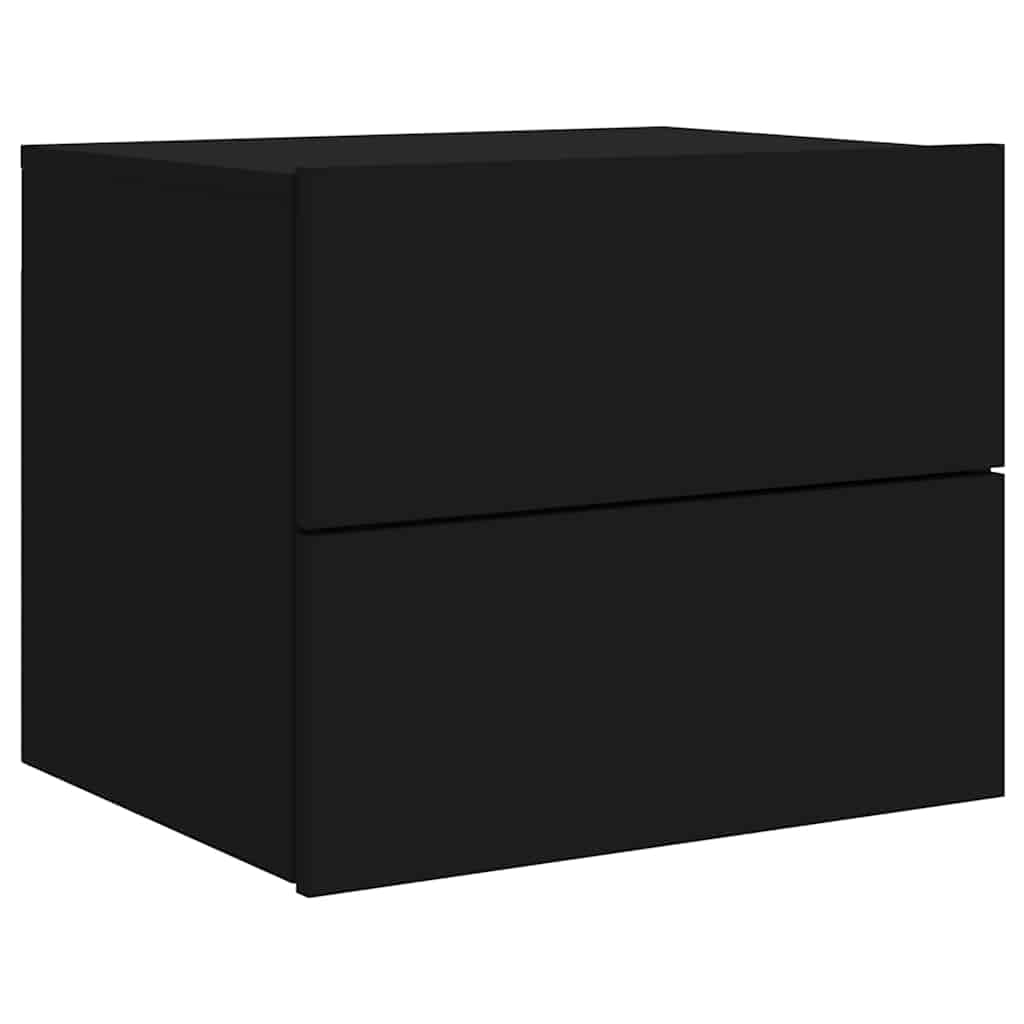 Wall-mounted Bedside Cabinet with LED Lights Black