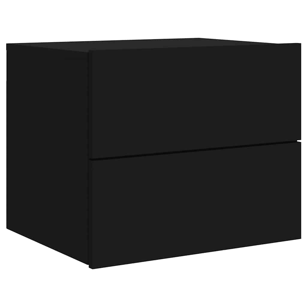 Wall-mounted Bedside Cabinets with LED Lights 2 pcs Black