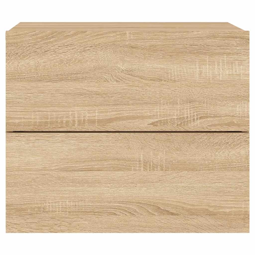 Wall-mounted Bedside Cabinet with LED Lights Sonoma Oak