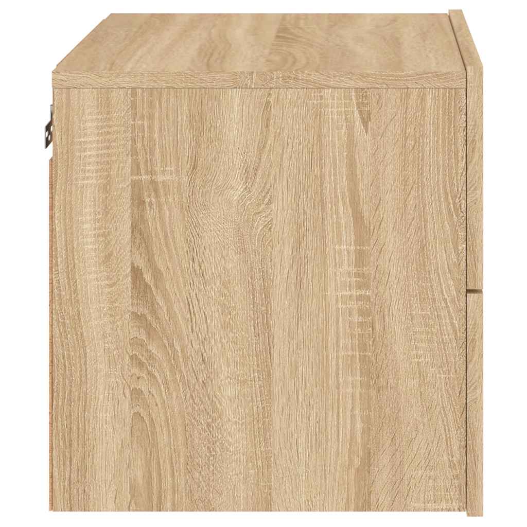 Wall-mounted Bedside Cabinet with LED Lights Sonoma Oak