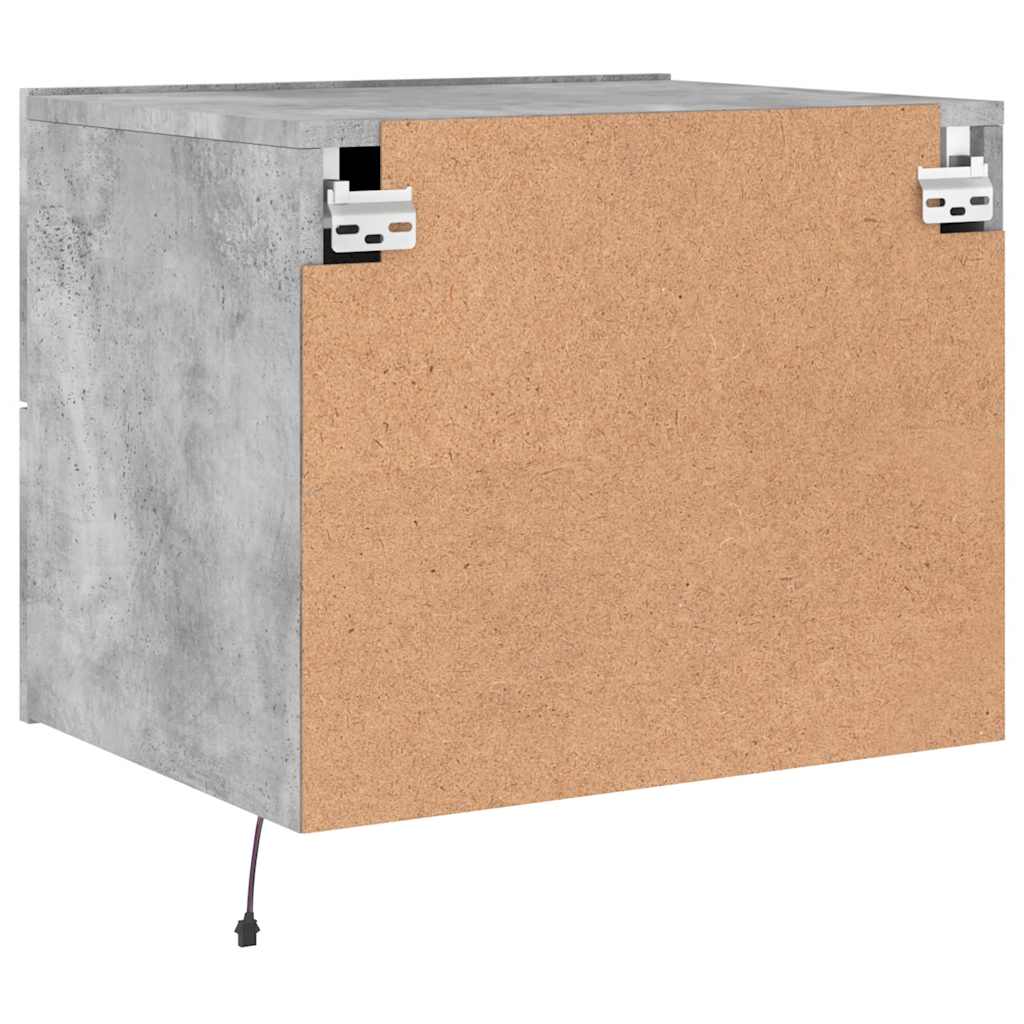 Wall-mounted Bedside Cabinets with LED Lights 2 pcs Concrete Grey