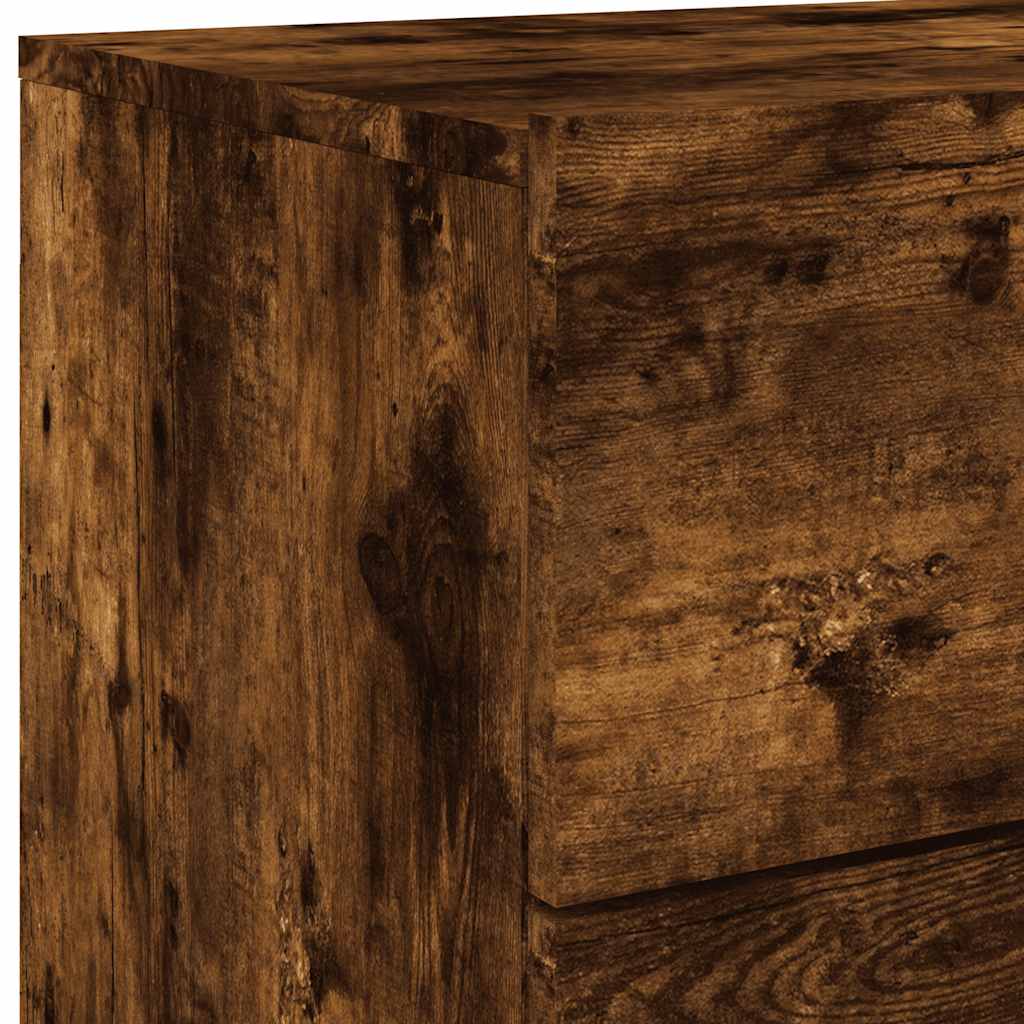 Wall-mounted Bedside Cabinet with LED Lights Smoked Oak