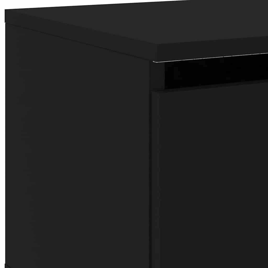 Wall-mounted Bedside Cabinets with LED Lights 2 pcs Black