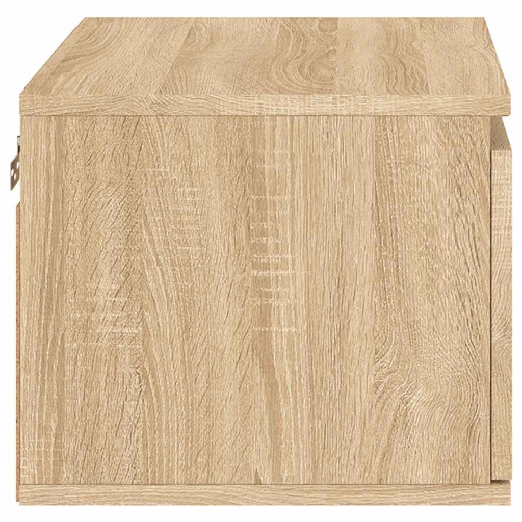 Wall-mounted Bedside Cabinets with LED Lights 2 pcs Sonoma Oak