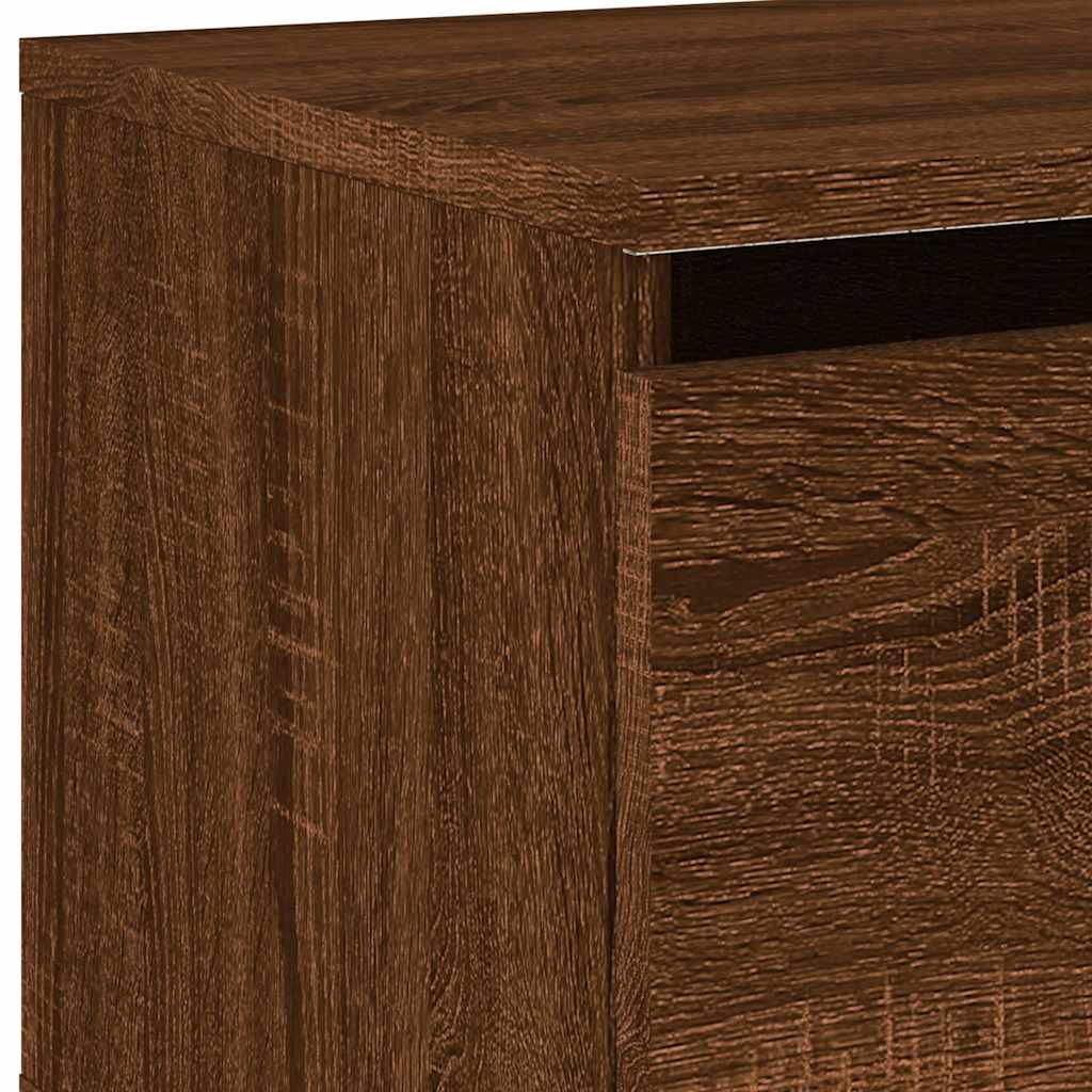 Wall-mounted Bedside Cabinet with LED Lights Brown Oak
