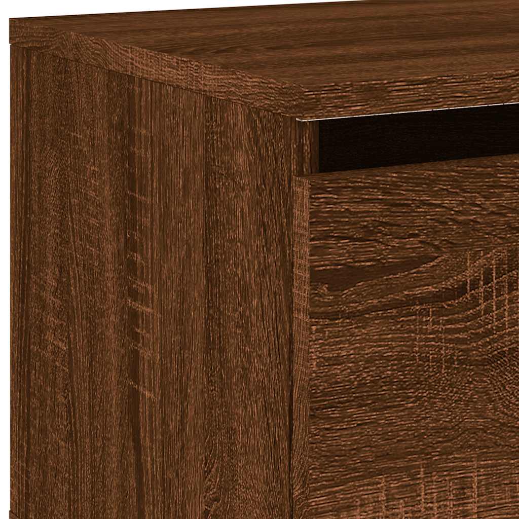 Wall-mounted Bedside Cabinets with LED Lights 2 pcs Brown Oak