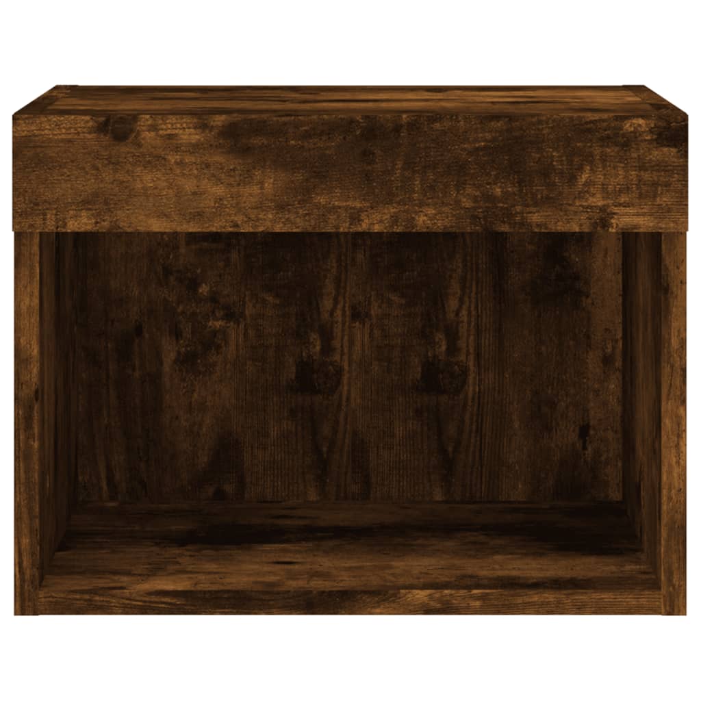 Bedside Cabinets with LED Lights Wall-mounted 2 pcs Smoked Oak
