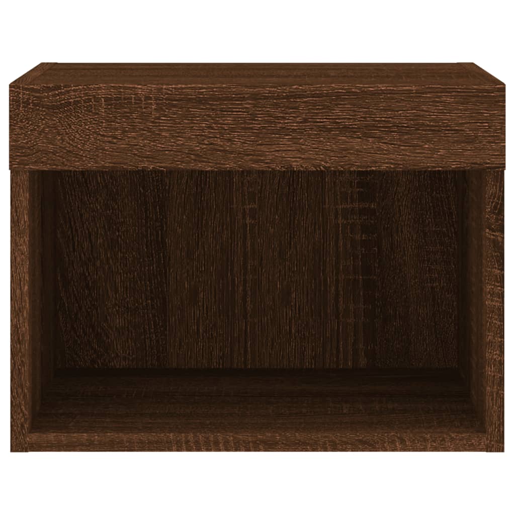 Bedside Cabinet with LED Lights Wall-mounted Brown Oak
