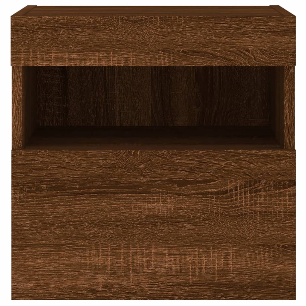 TV Wall Cabinet with LED Lights Brown Oak 40x30x40 cm