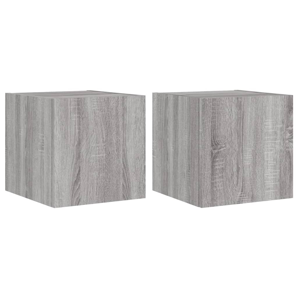 TV Wall Cabinets with LED Lights 2 pcs Grey Sonoma 30.5x35x30 cm