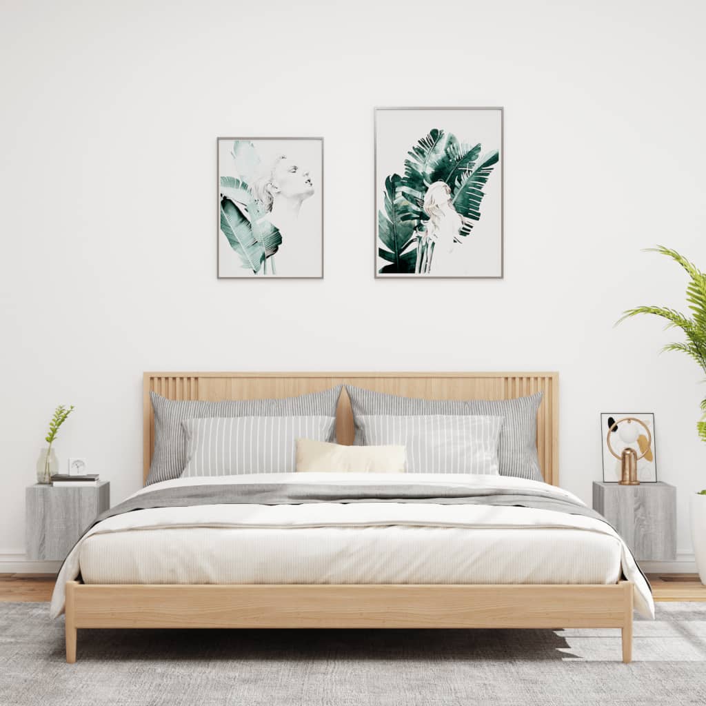 TV Wall Cabinets with LED Lights 2 pcs Grey Sonoma 30.5x35x30 cm