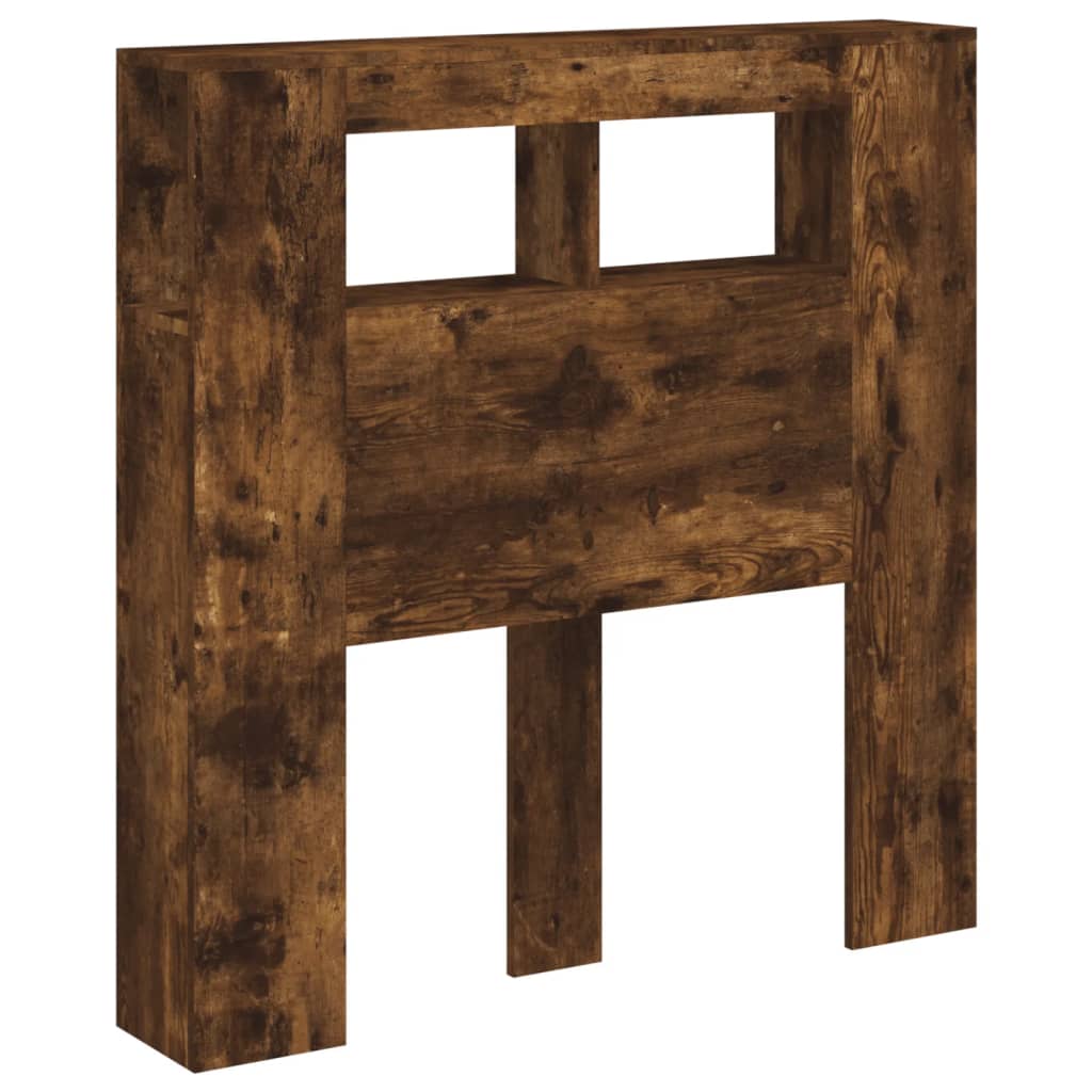 LED Headboard Smoked Oak 100x18.5x103.5 cm Engineered Wood