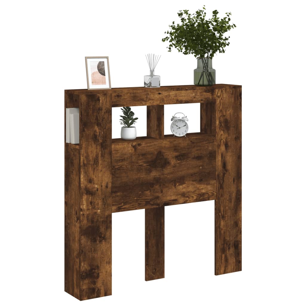 LED Headboard Smoked Oak 100x18.5x103.5 cm Engineered Wood