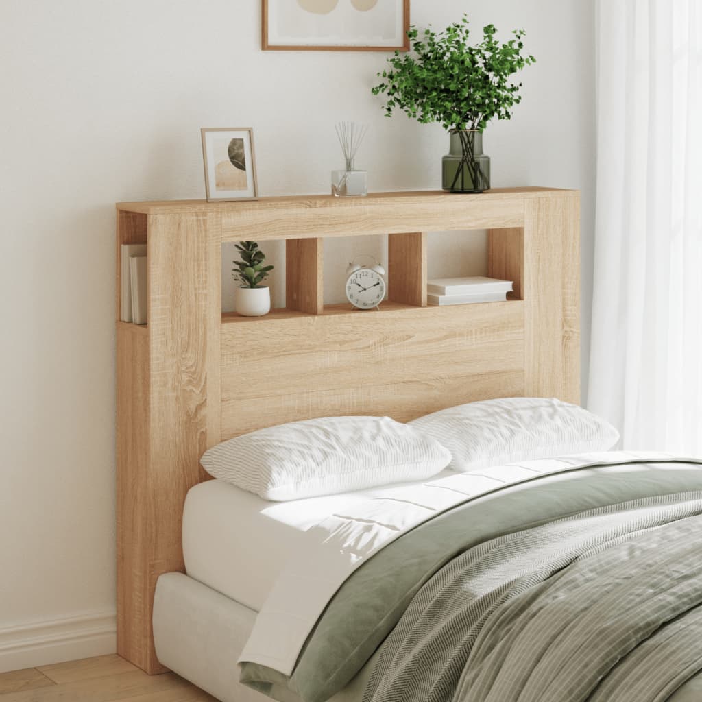LED Headboard Sonoma Oak 120x18.5x103.5 cm Engineered Wood