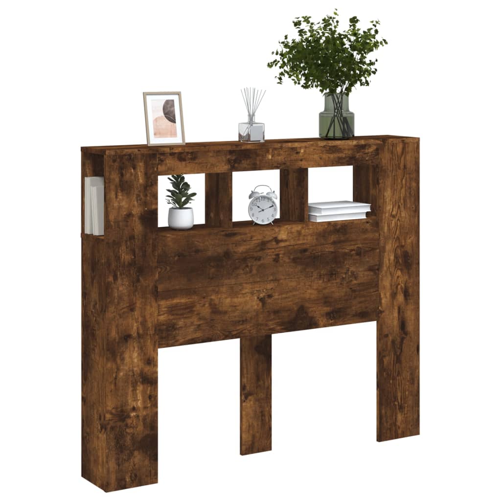 LED Headboard Smoked Oak 120x18.5x103.5 cm Engineered Wood