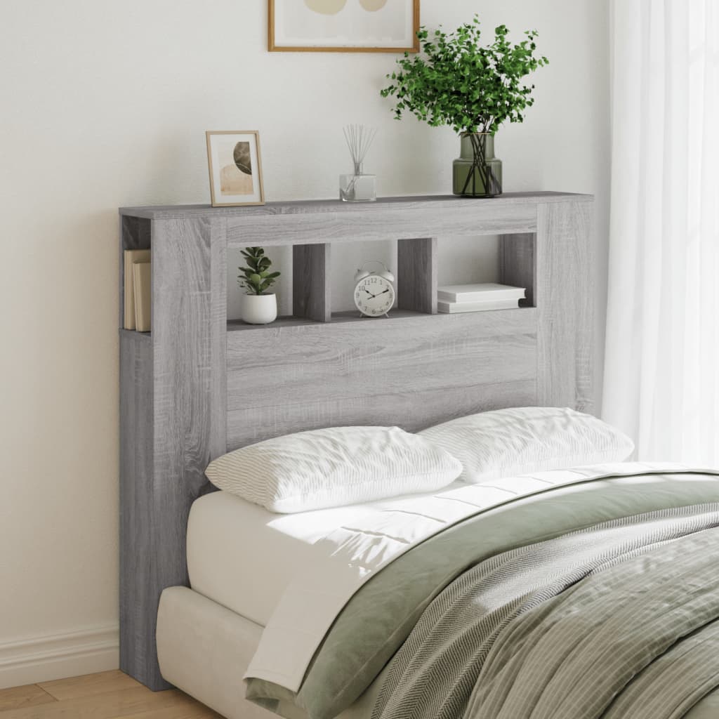 LED Headboard Grey Sonoma 120x18.5x103.5 cm Engineered Wood