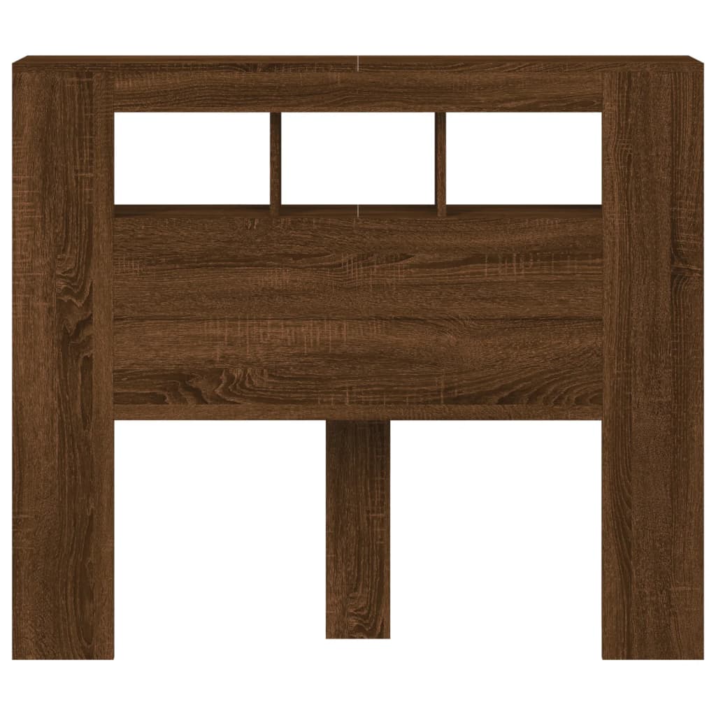 LED Headboard Brown Oak 120x18.5x103.5 cm Engineered Wood
