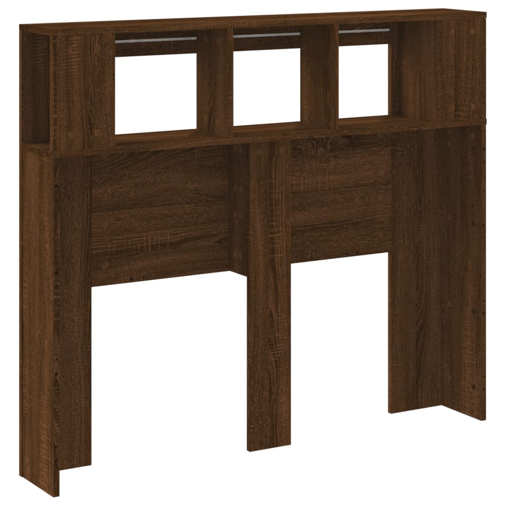 LED Headboard Brown Oak 120x18.5x103.5 cm Engineered Wood