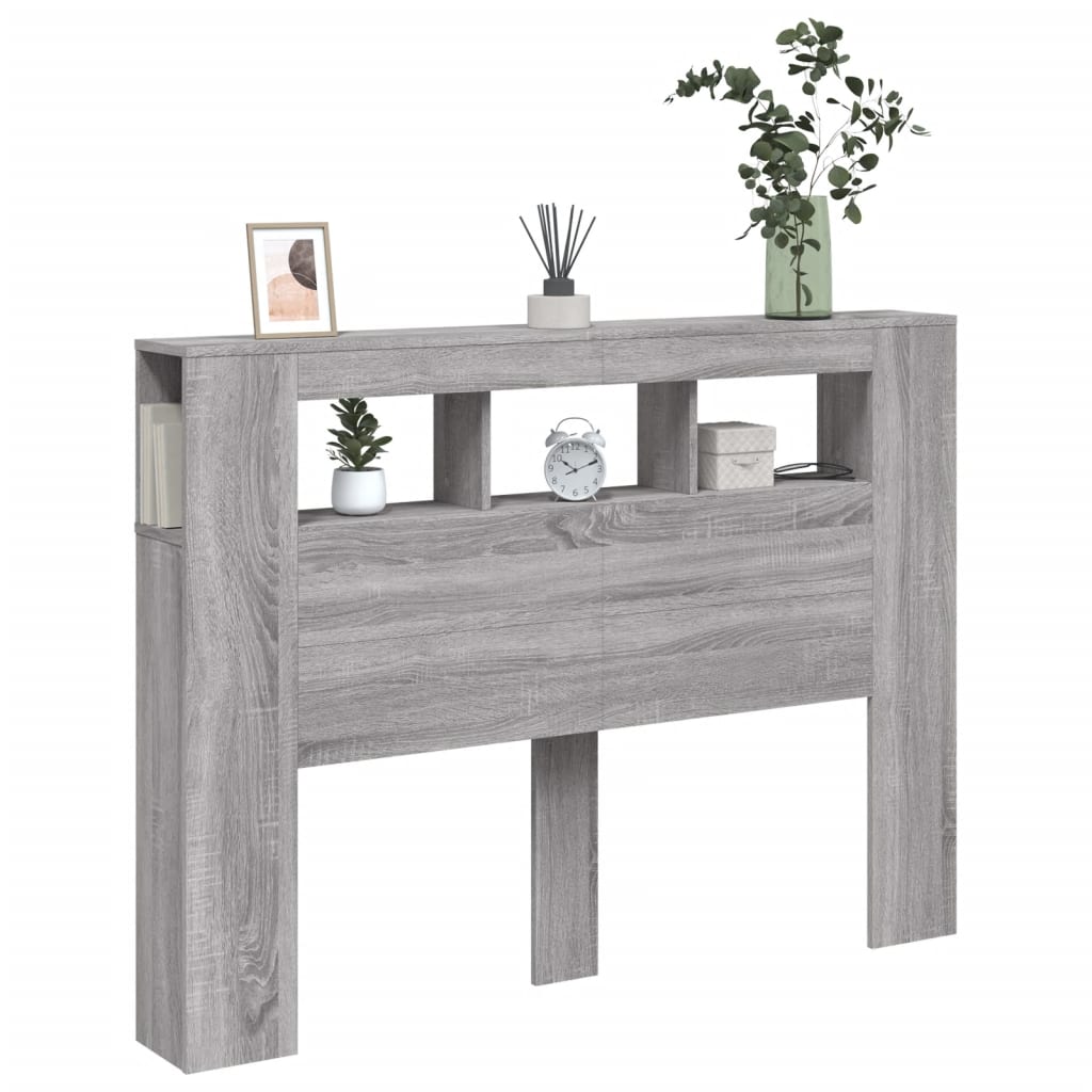 LED Headboard Grey Sonoma 140x18.5x103.5 cm Engineered Wood