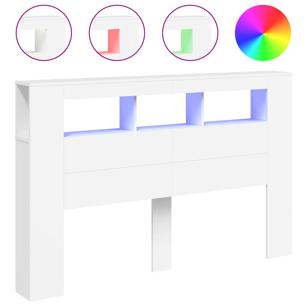 LED Headboard White 160x18.5x103.5 cm Engineered Wood