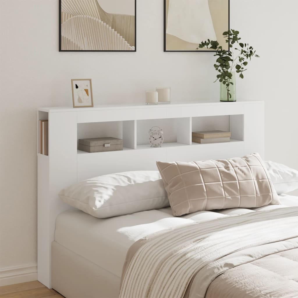 LED Headboard White 160x18.5x103.5 cm Engineered Wood