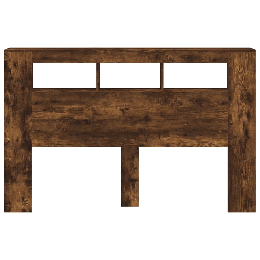 LED Headboard Smoked Oak 160x18.5x103.5 cm Engineered Wood