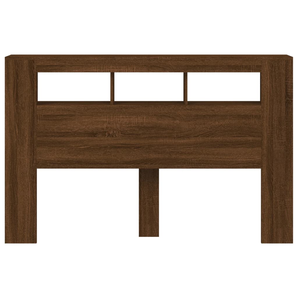 LED Headboard Brown Oak 160x18.5x103.5 cm Engineered Wood