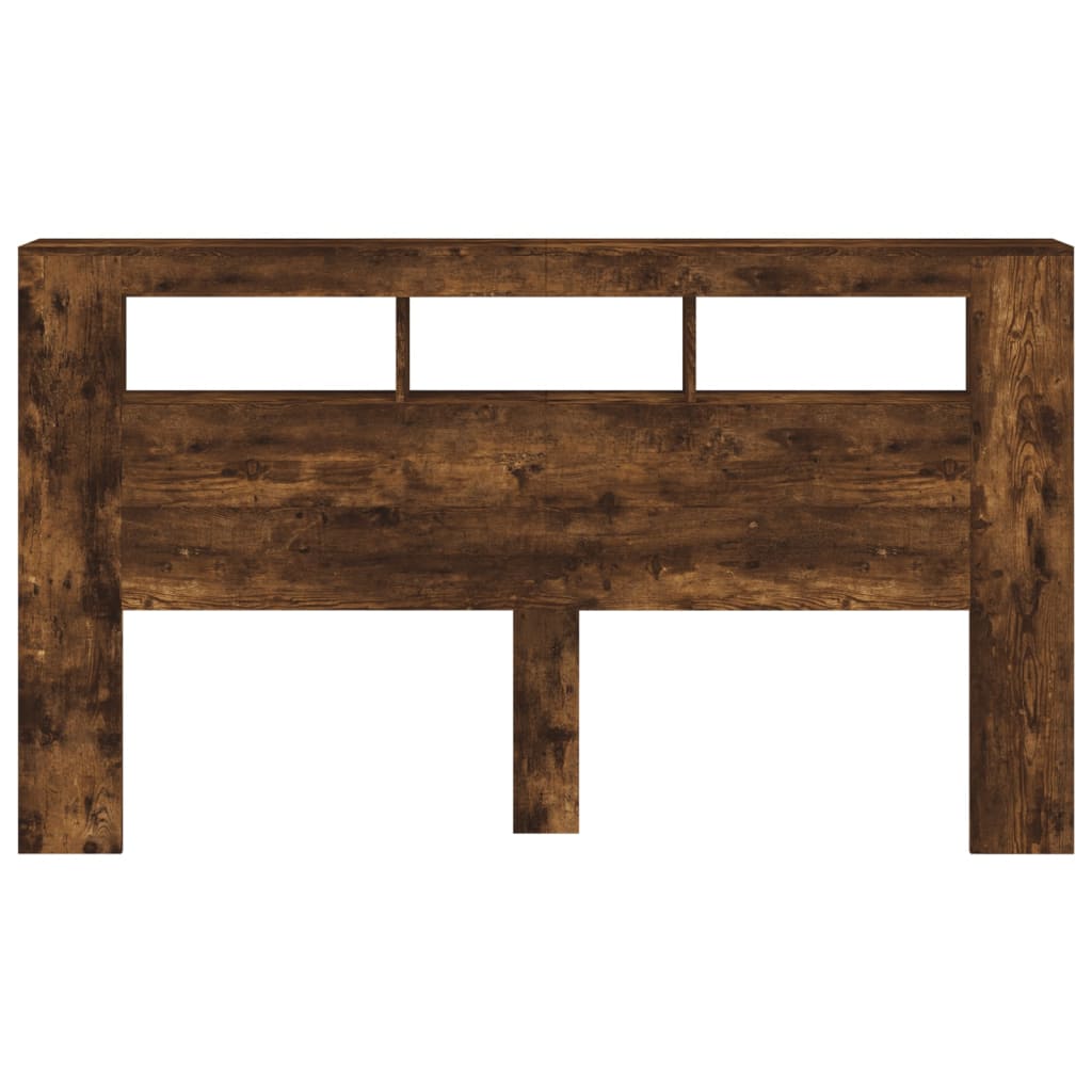 LED Headboard Smoked Oak 180x18.5x103.5 cm Engineered Wood