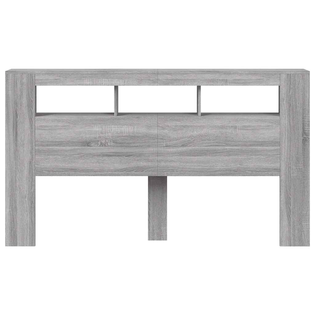 LED Headboard Grey Sonoma 180x18.5x103.5 cm Engineered Wood