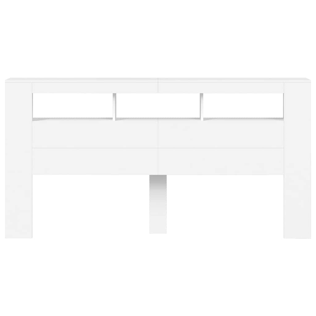 LED Headboard White 200 cm Engineered Wood