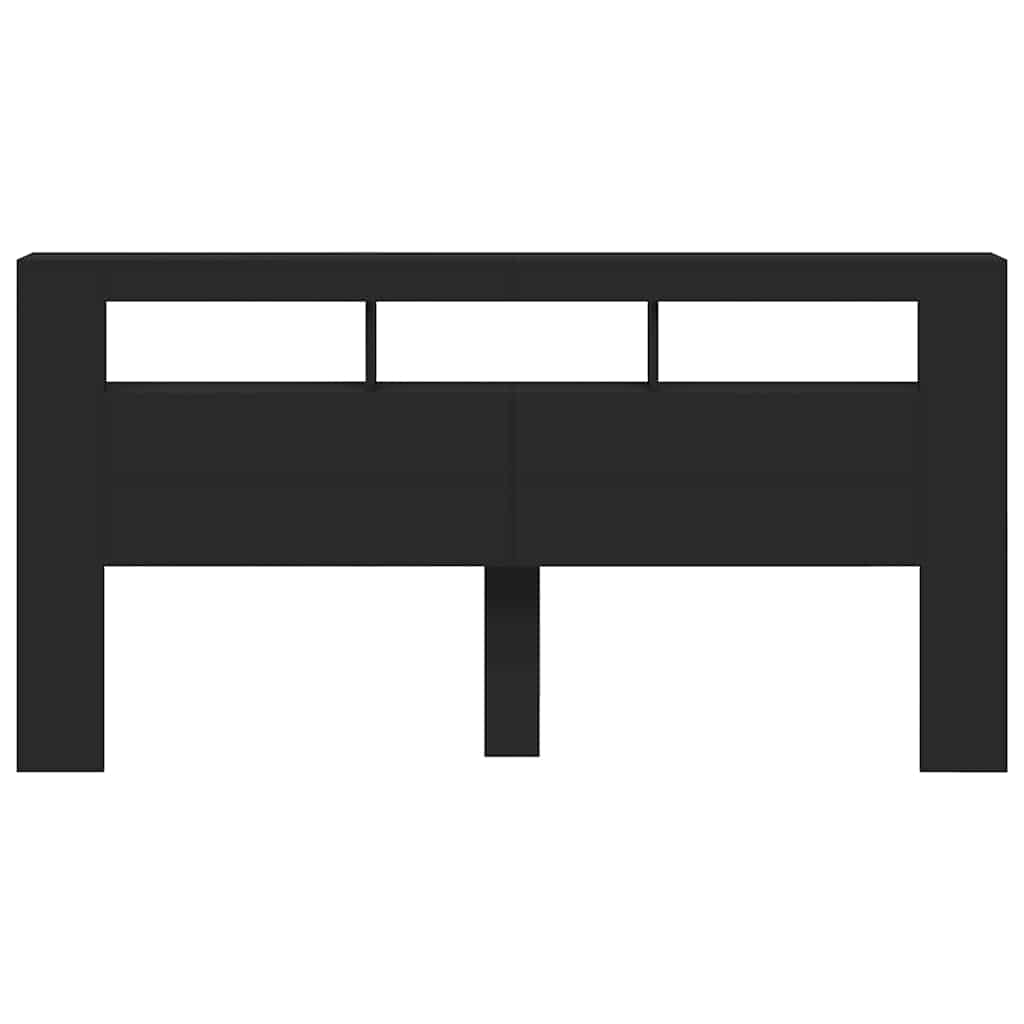 LED Headboard Black 200 cm Engineered Wood