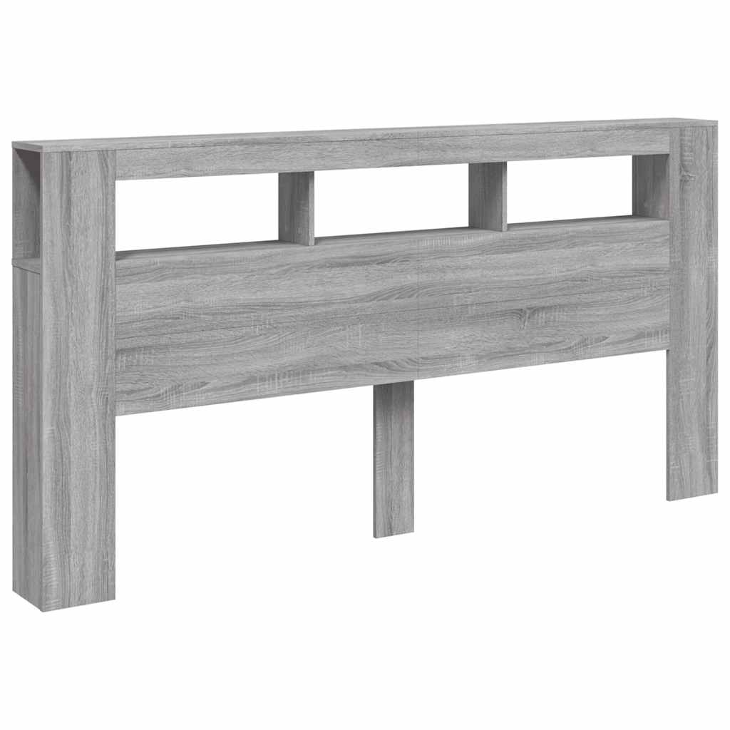 LED Headboard Grey Sonoma 200 cm Engineered Wood