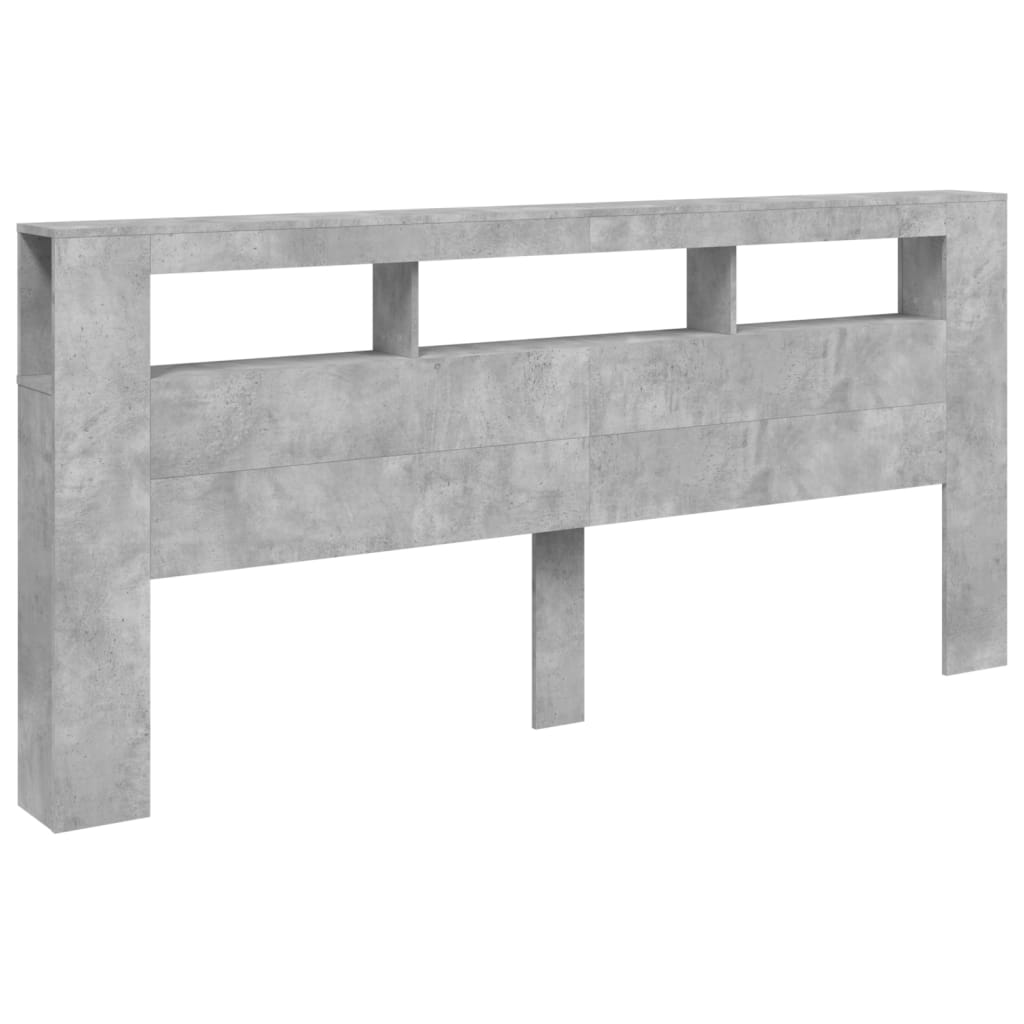 LED Headboard Concrete Grey 220x18.5x103.5 cm Engineered Wood