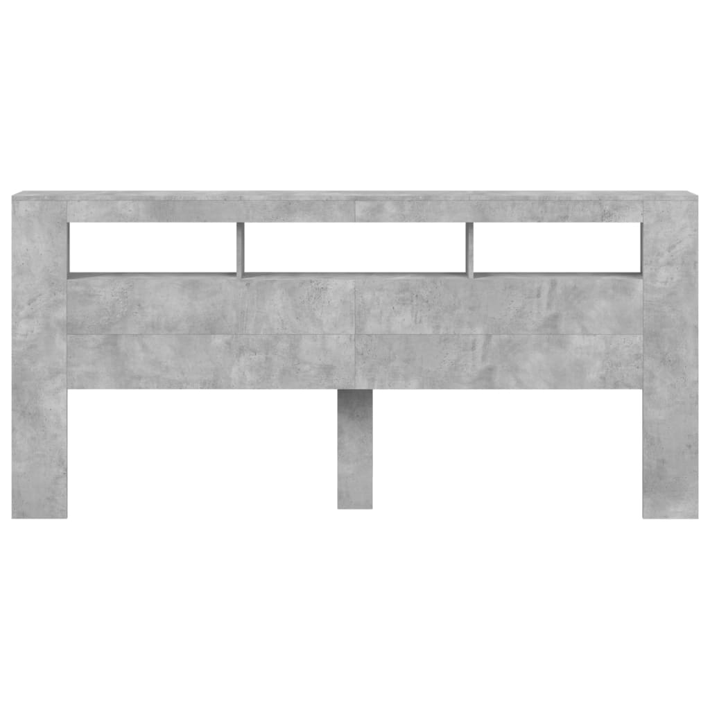 LED Headboard Concrete Grey 220x18.5x103.5 cm Engineered Wood
