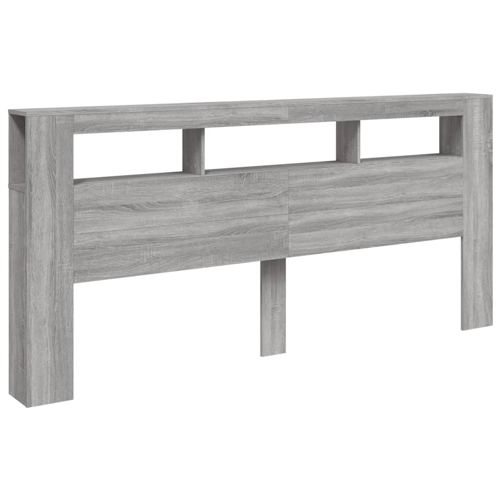 LED Headboard Grey Sonoma 220x18.5x103.5 cm Engineered Wood