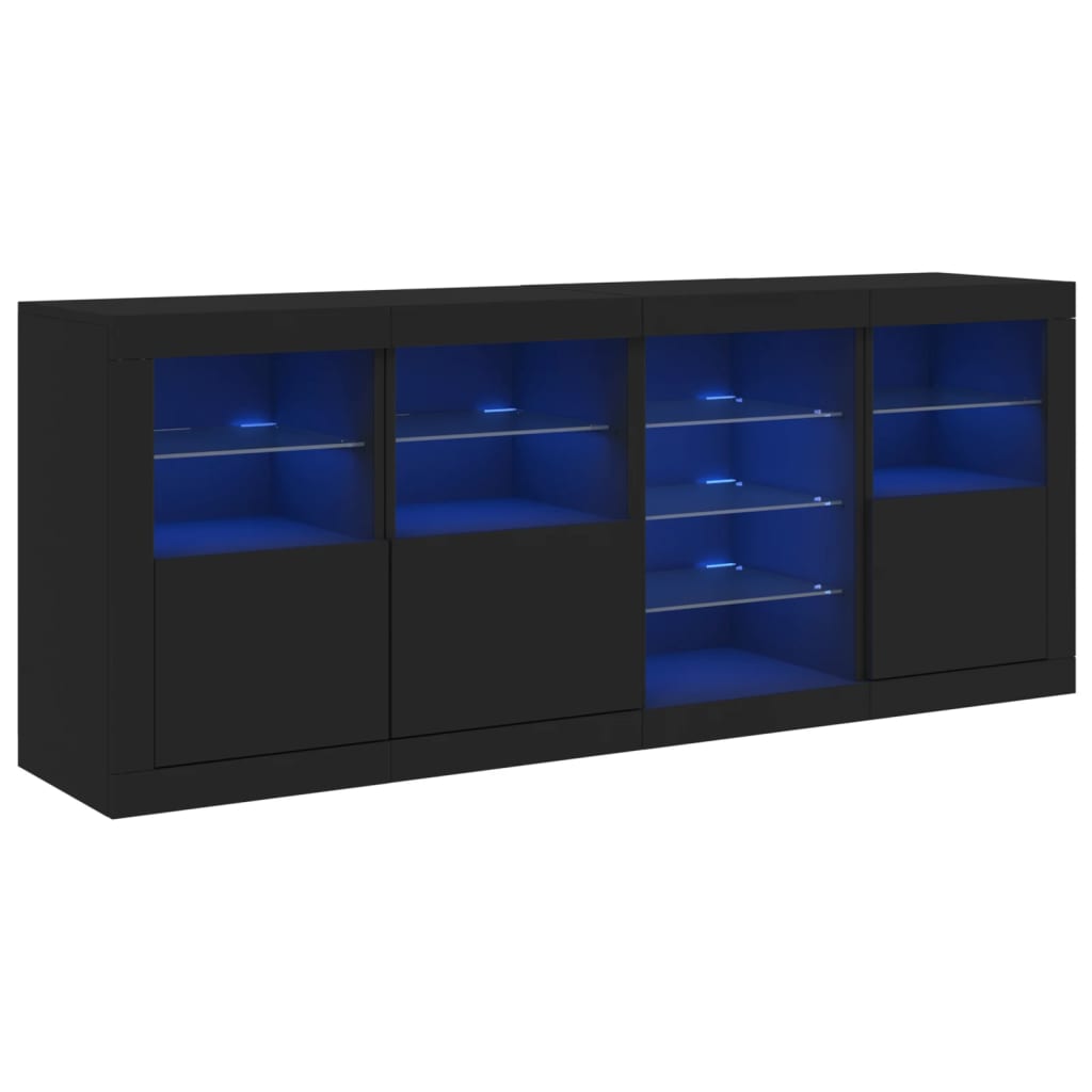 Sideboard with LED Lights Black 164x37x67 cm
