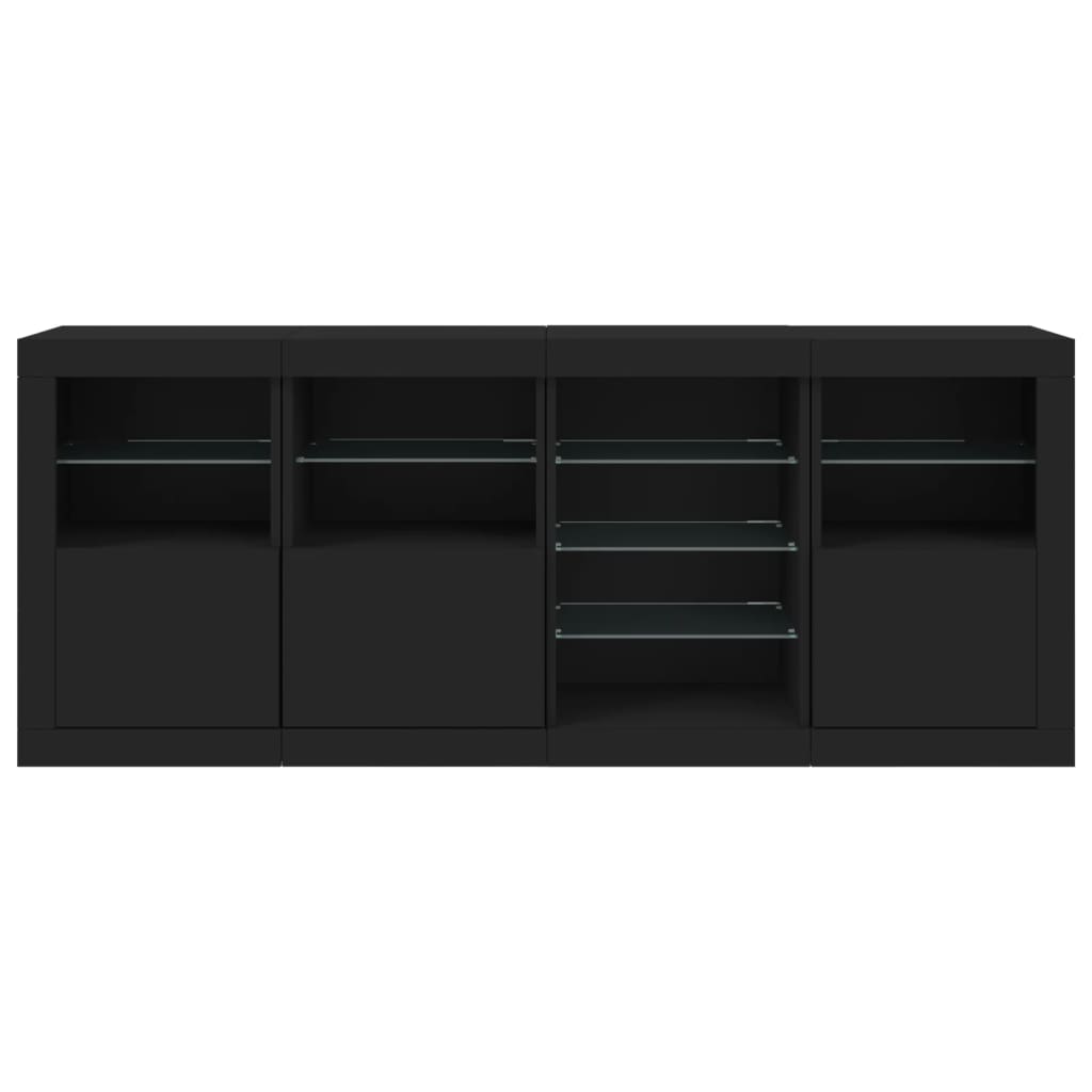 Sideboard with LED Lights Black 164x37x67 cm