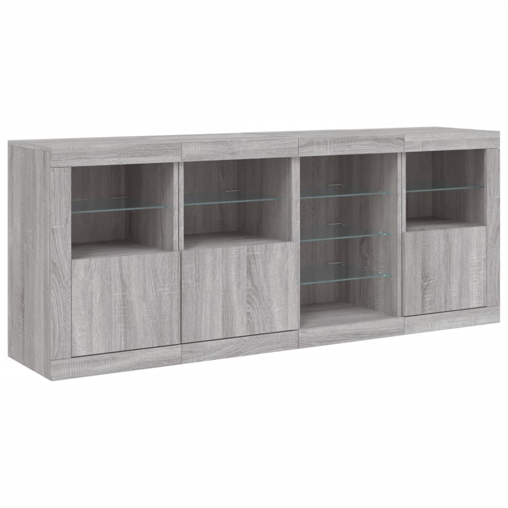 Sideboard with LED Lights Grey Sonoma 164x37x67 cm
